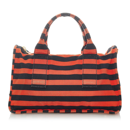 Prada Canapa Righe Canvas Satchel (SHG-0IK9a4)