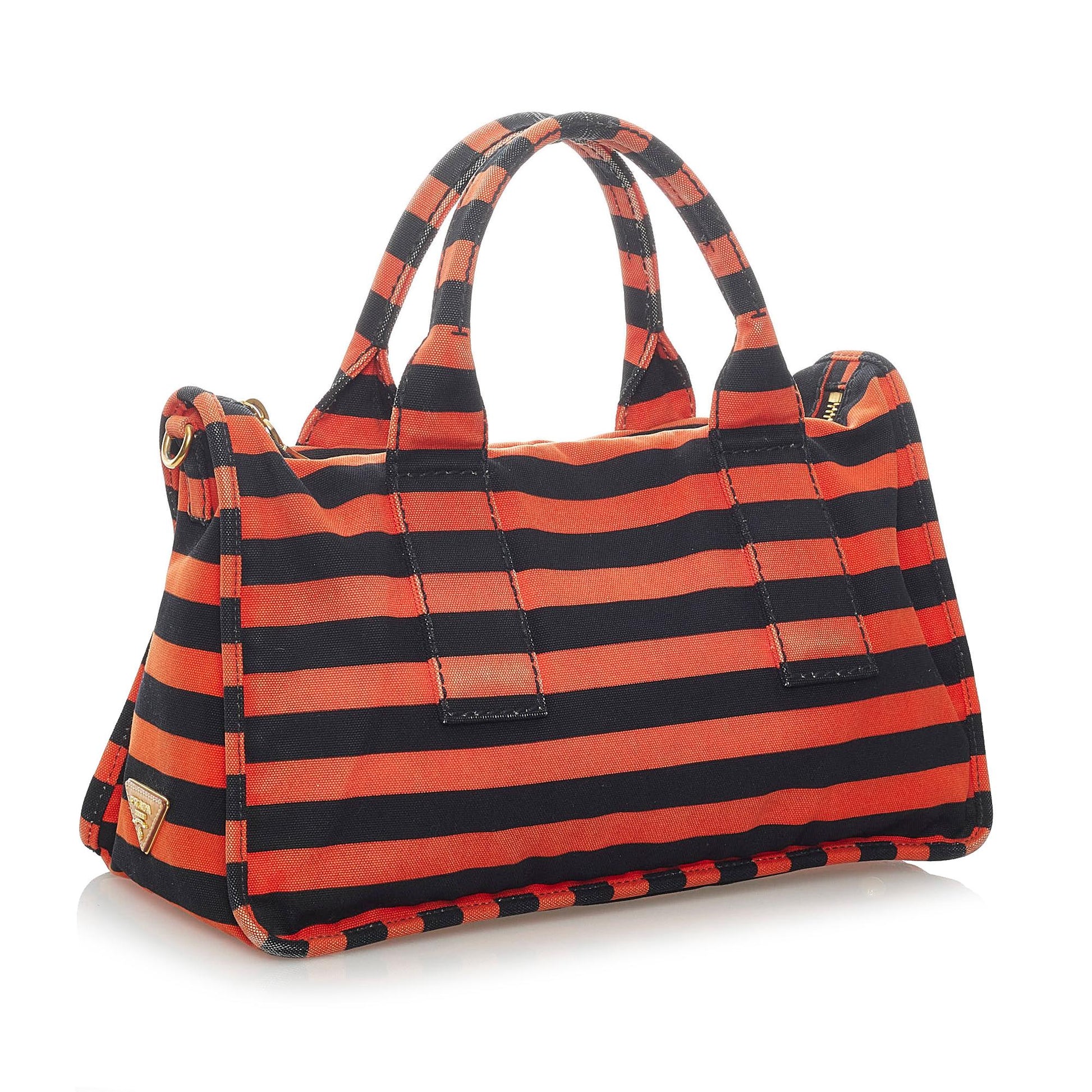 Prada Canapa Righe Canvas Satchel (SHG-0IK9a4)