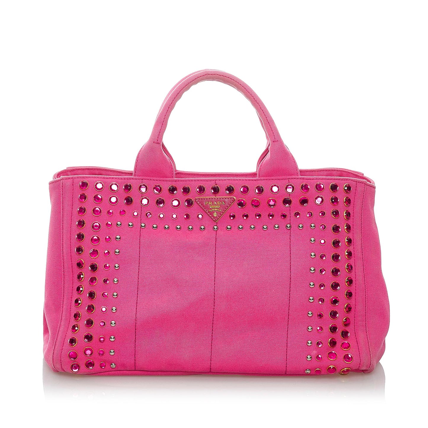 Prada Canapa Studded Canvas Satchel (SHG-30405)