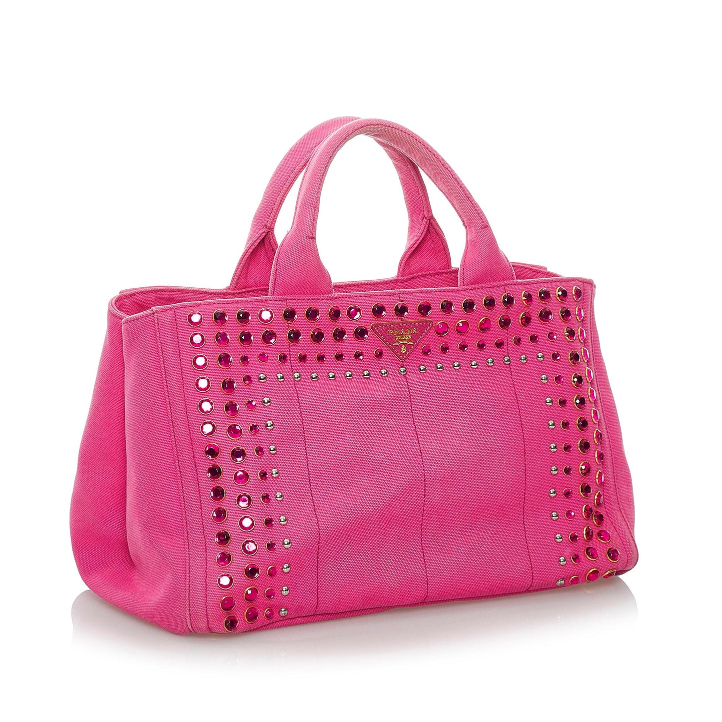 Prada Canapa Studded Canvas Satchel (SHG-30405)