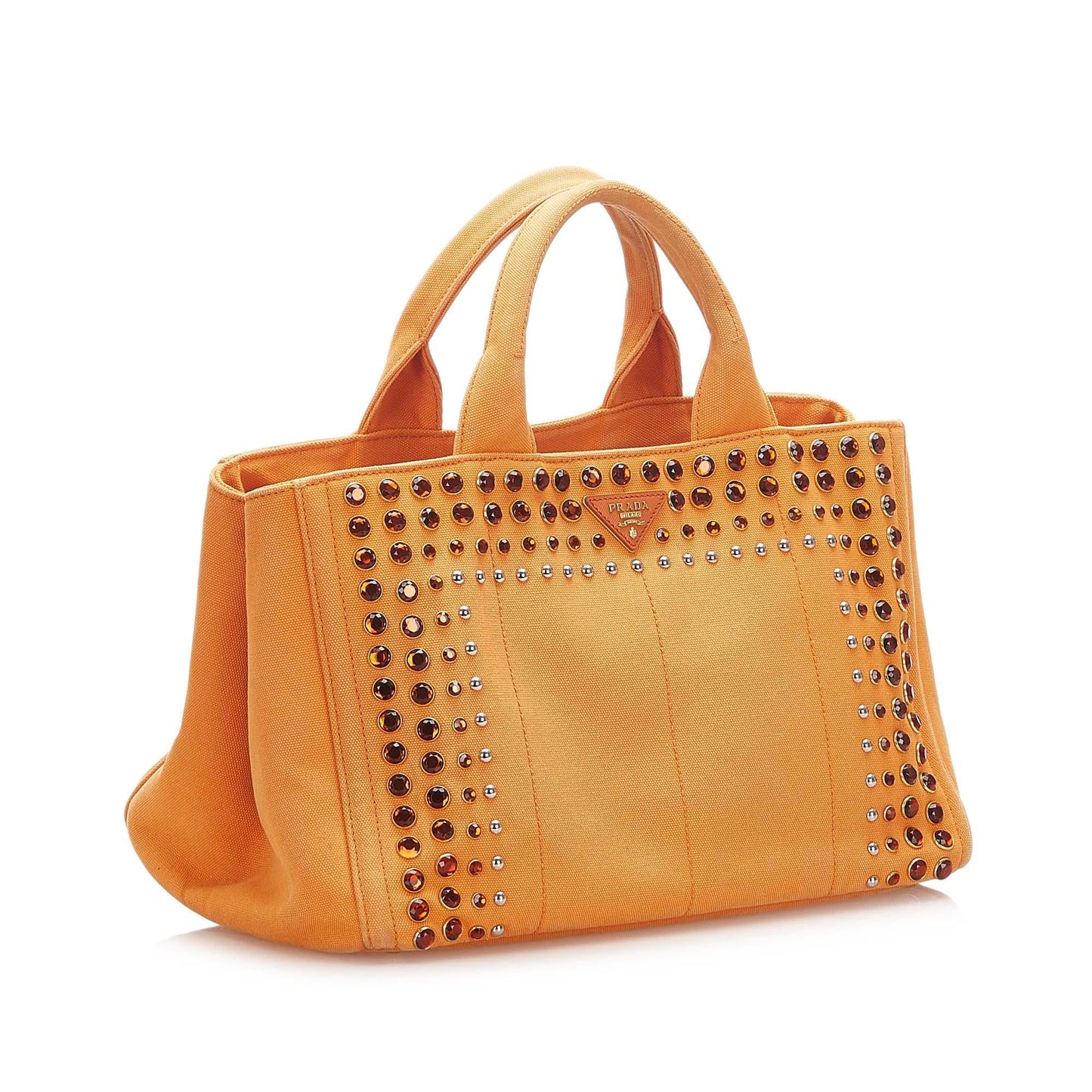 Prada Canapa Studded Canvas Satchel (SHG-32375)