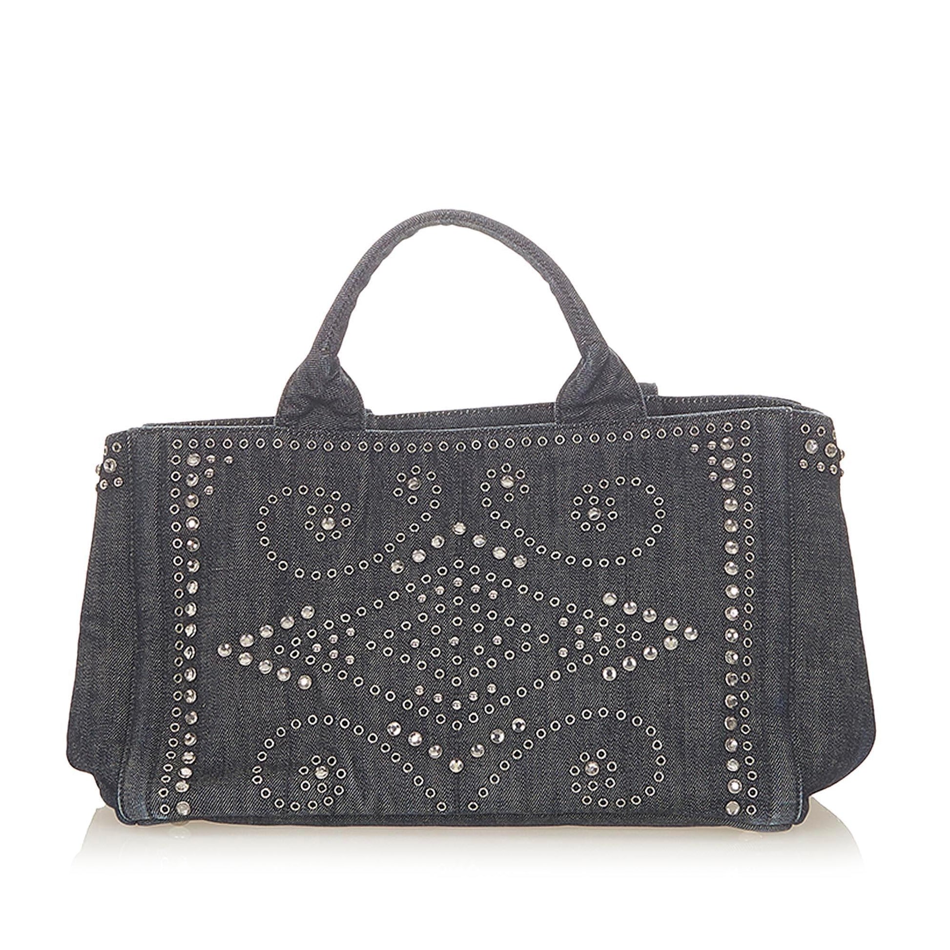 Prada Canapa Studded Tote Bag  