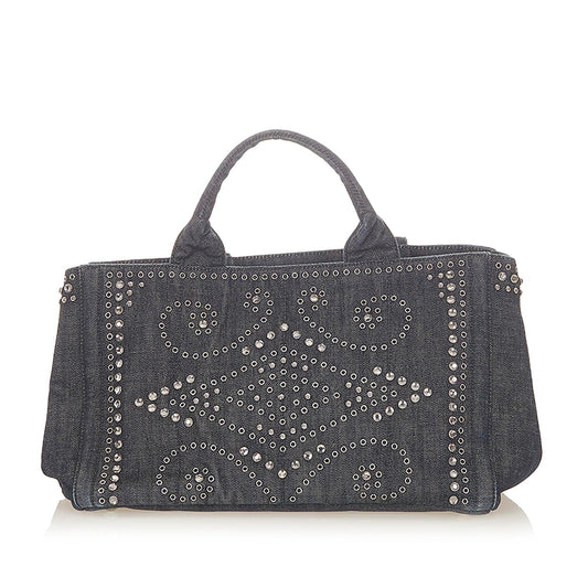 Prada Canapa Studded Tote Bag  