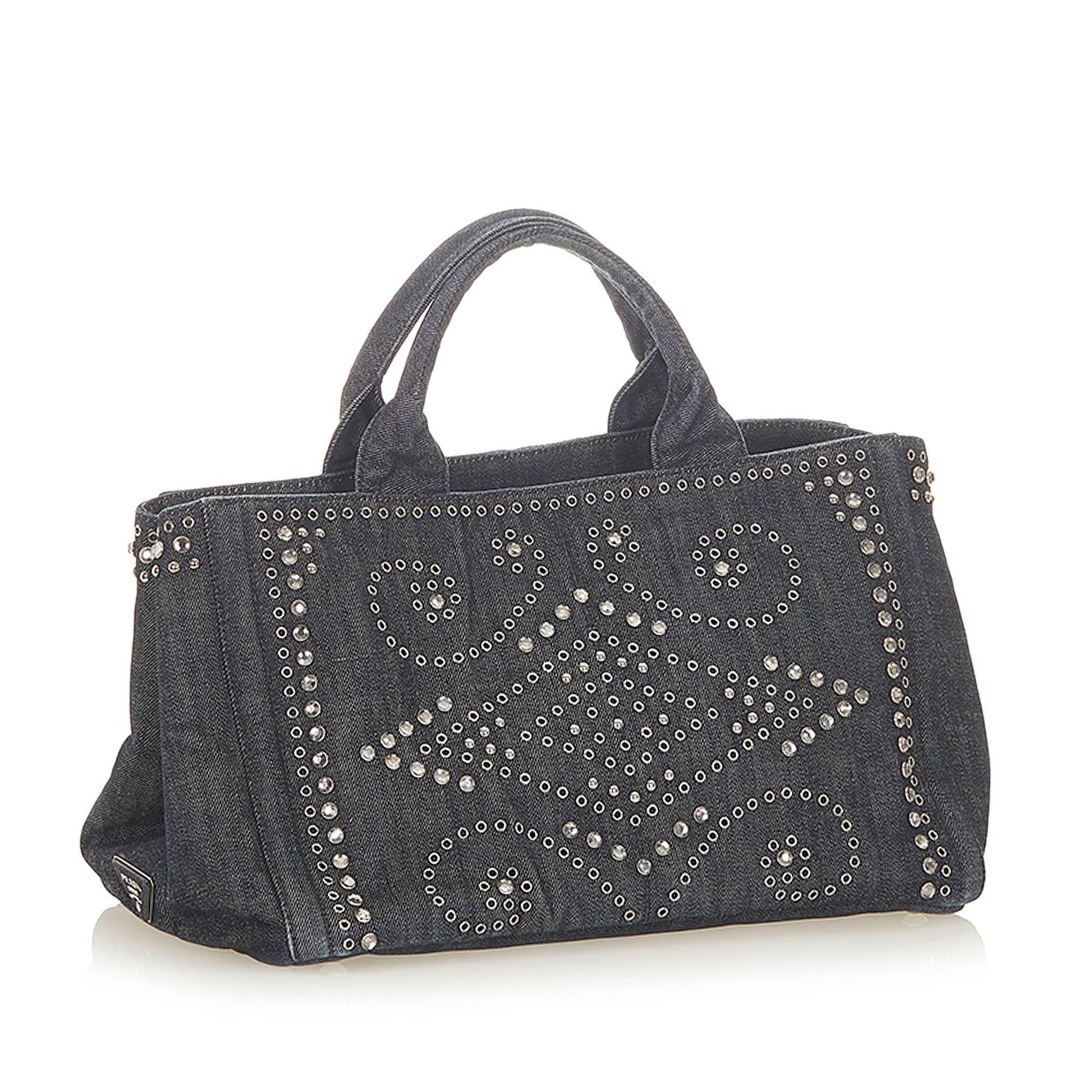 Prada Canapa Studded Tote Bag  