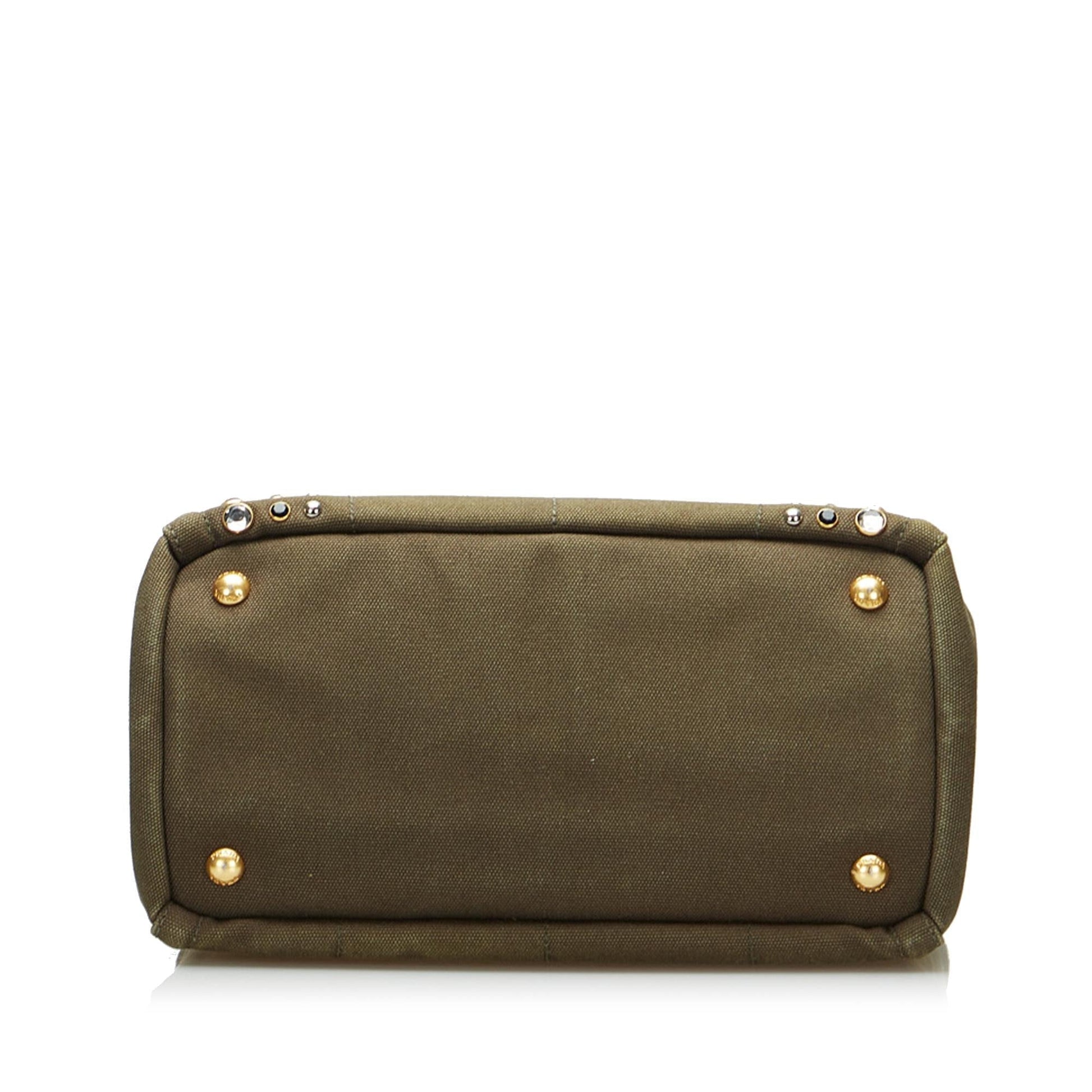 Prada Canapa Studded Satchel (SHG-KdOc2F)