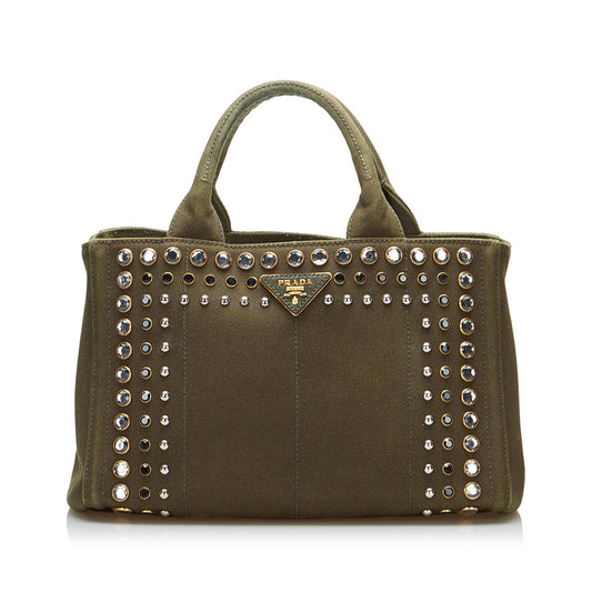 Prada Canapa Studded Satchel (SHG-KdOc2F)
