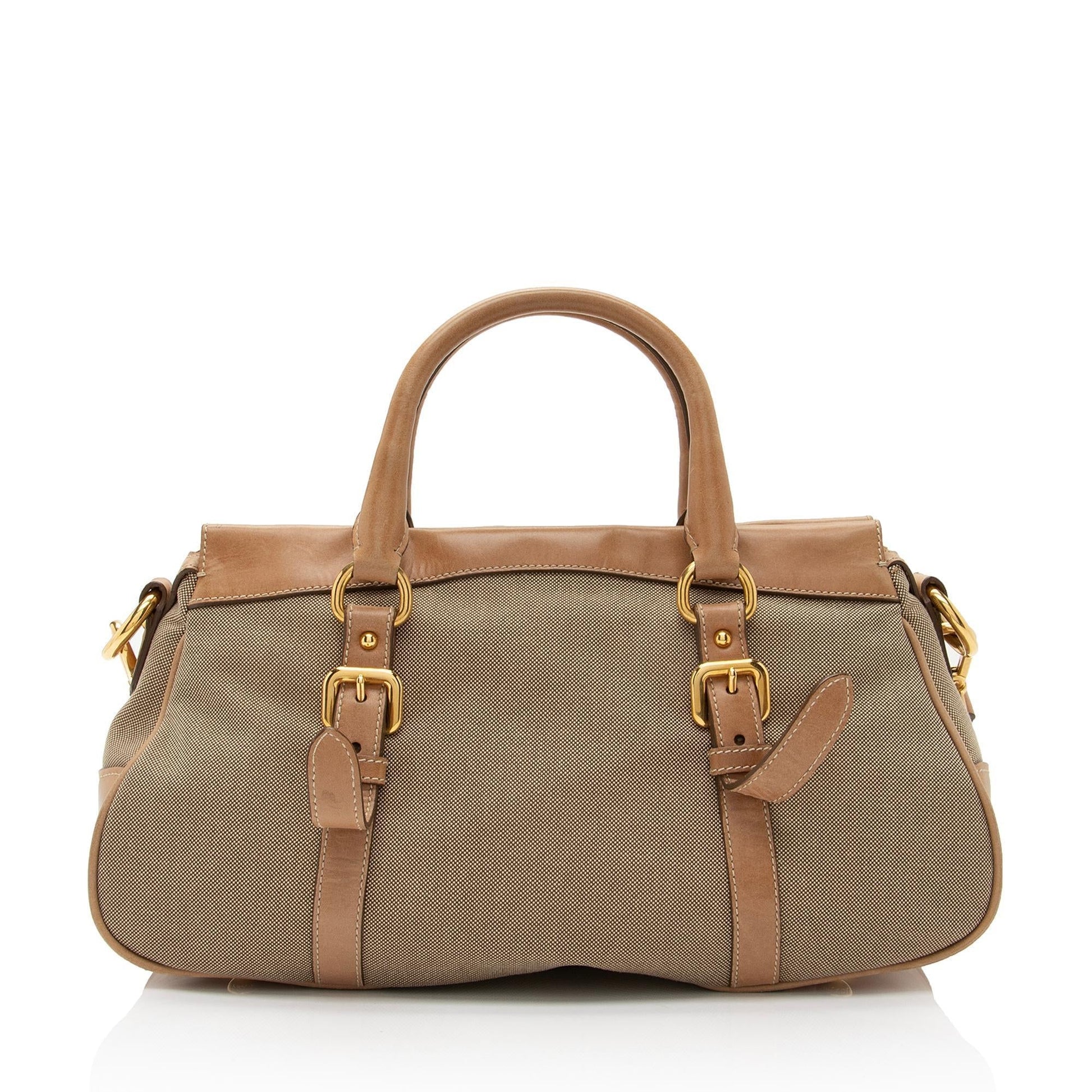 Prada Canvas Logo Satchel (SHF-pgvjOz)