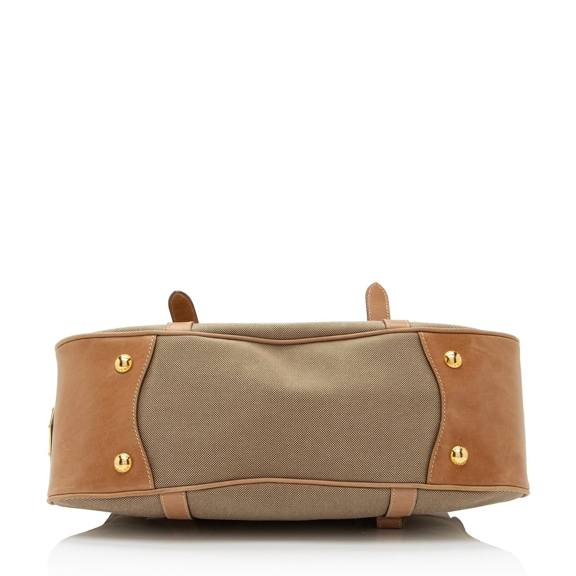 Prada Canvas Logo Satchel (SHF-pgvjOz)