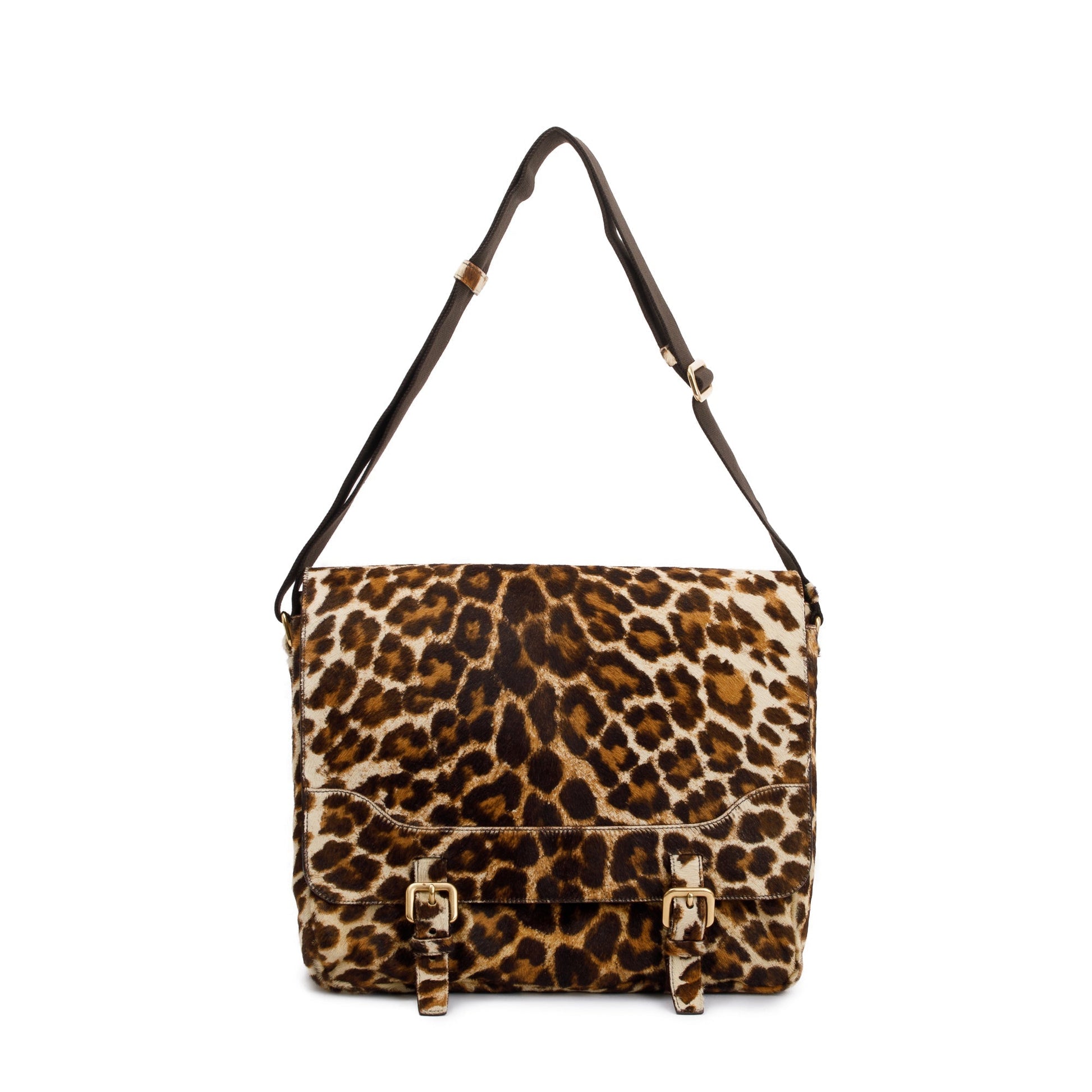 Prada Cavallino Leopard Print Messenger Bag