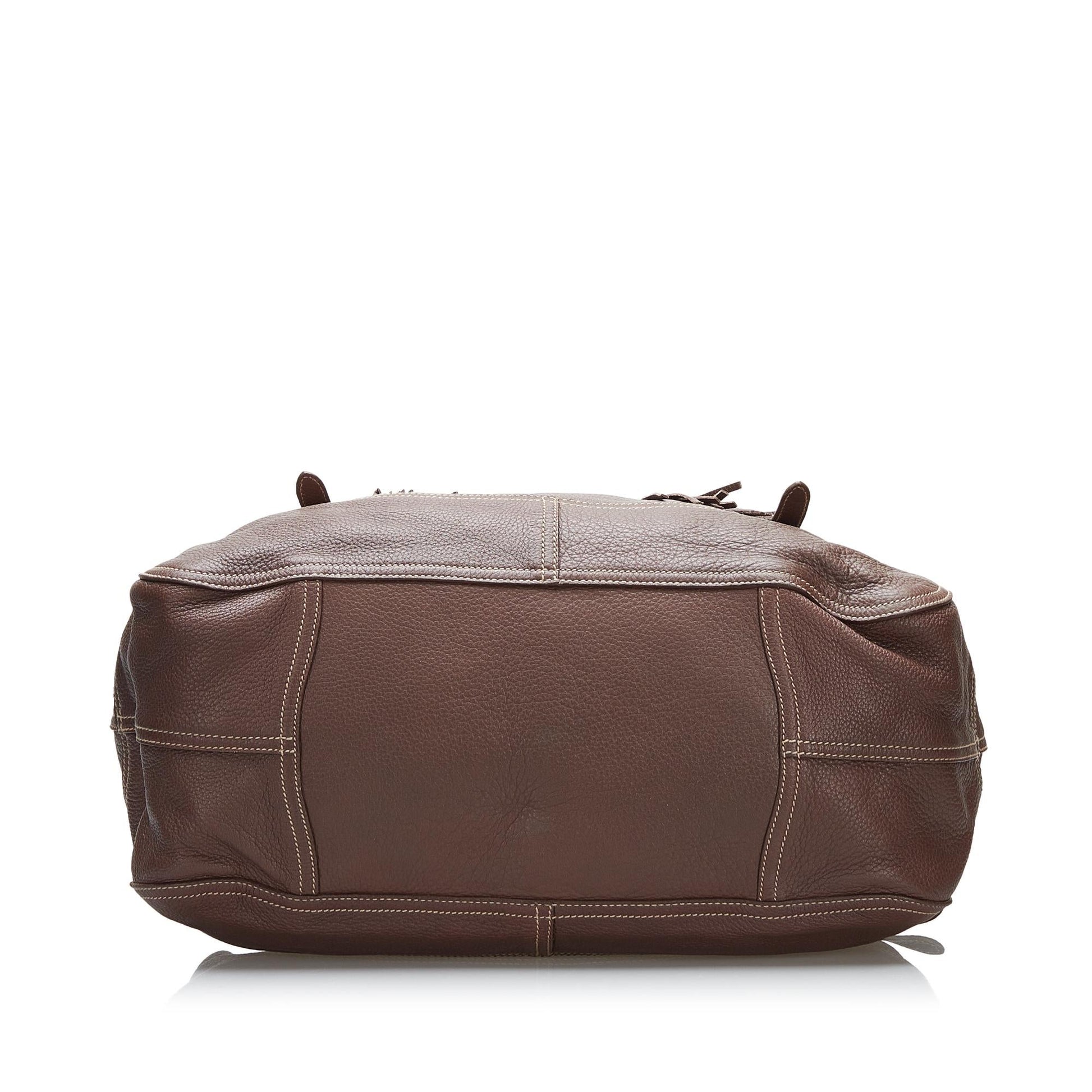 Prada Cervo Drawstring Leather Tote (SHG-37104)