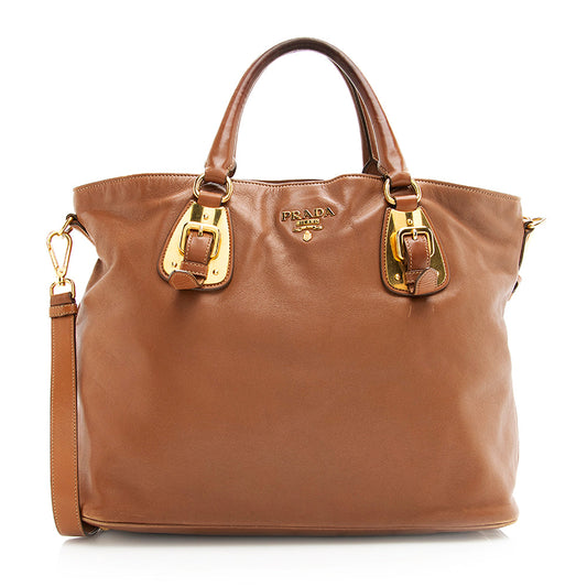 Prada Cervo Leather Convertible Tote (SHF-20292)