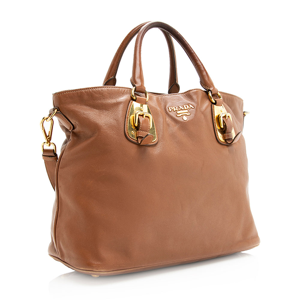 Prada Cervo Leather Convertible Tote (SHF-20292)