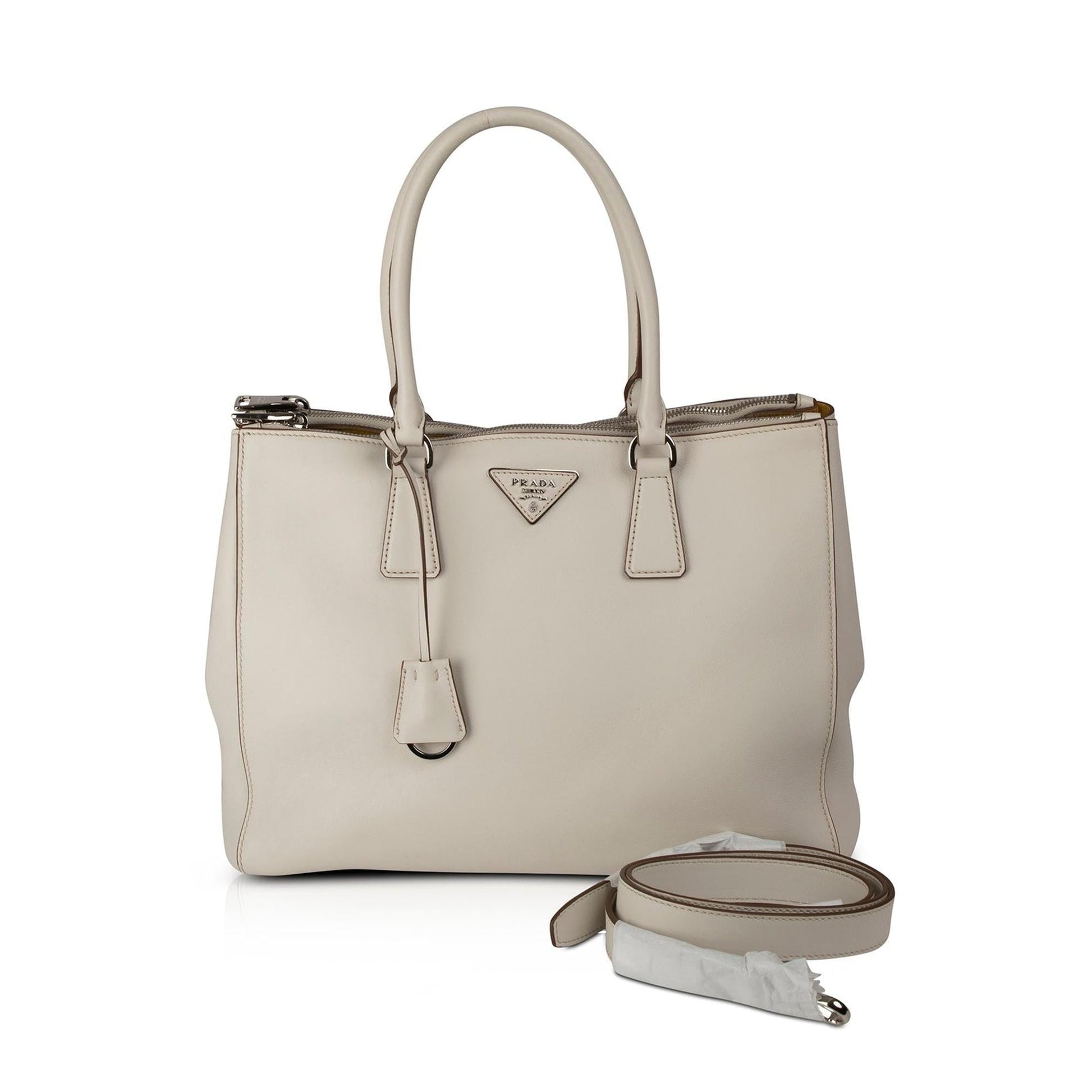 Prada City Calf Double Zip Galleria Tote
