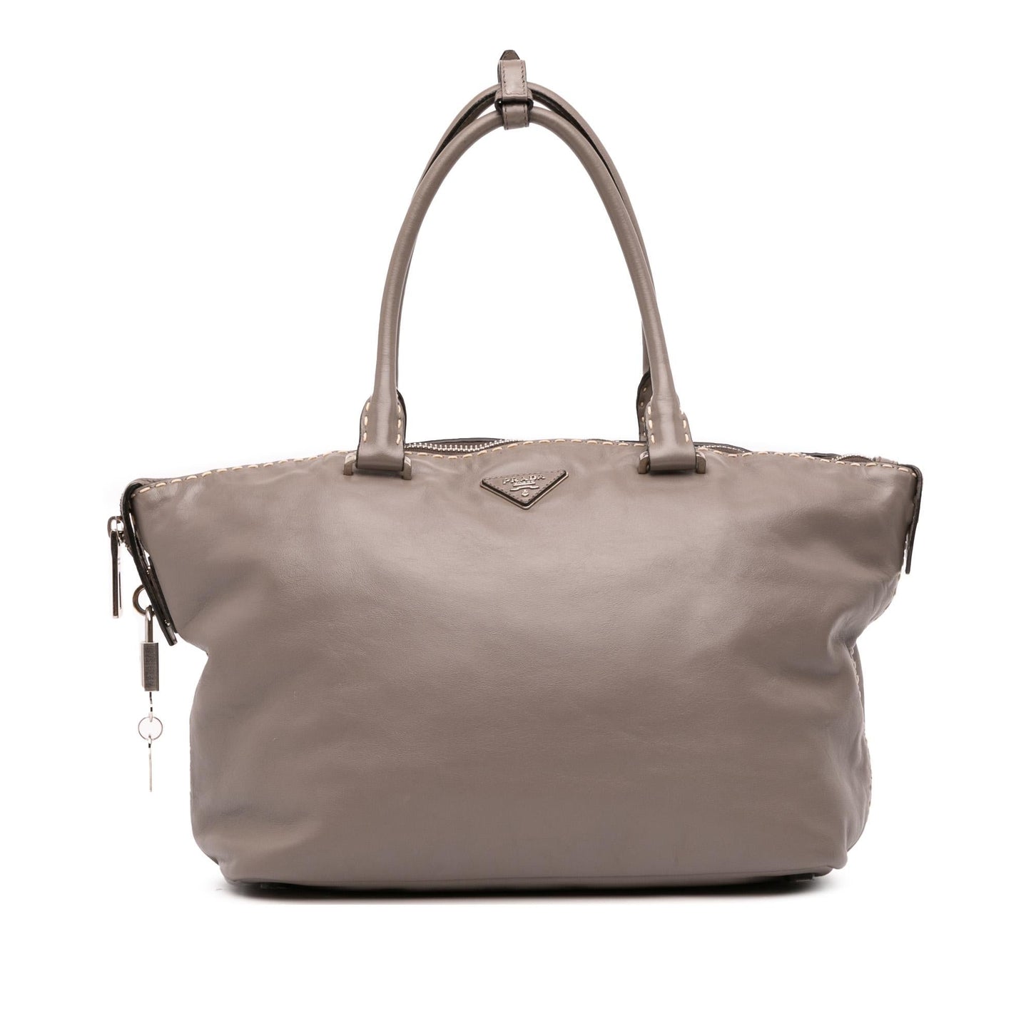 Prada City Calf Hand Stitched Zip Tote