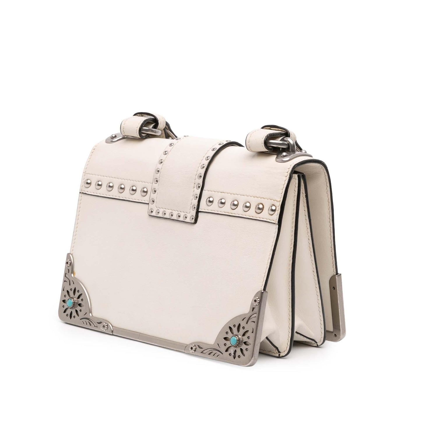 Prada City Calf Studded Folk Cahier Crossbody