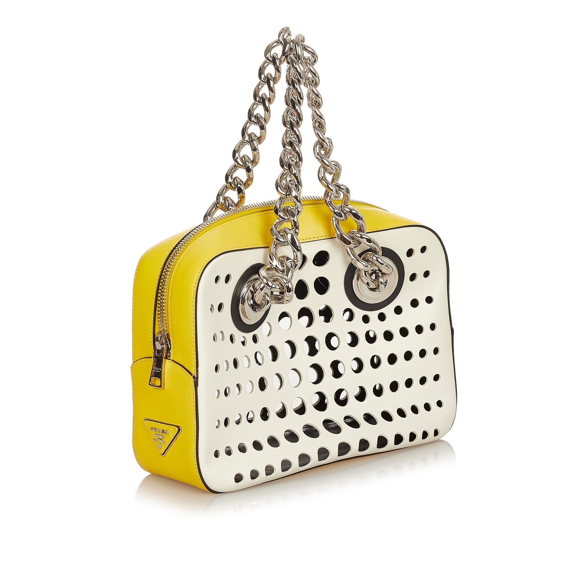 Prada City Fori Perforated Leather Handbag (SHG-25345)