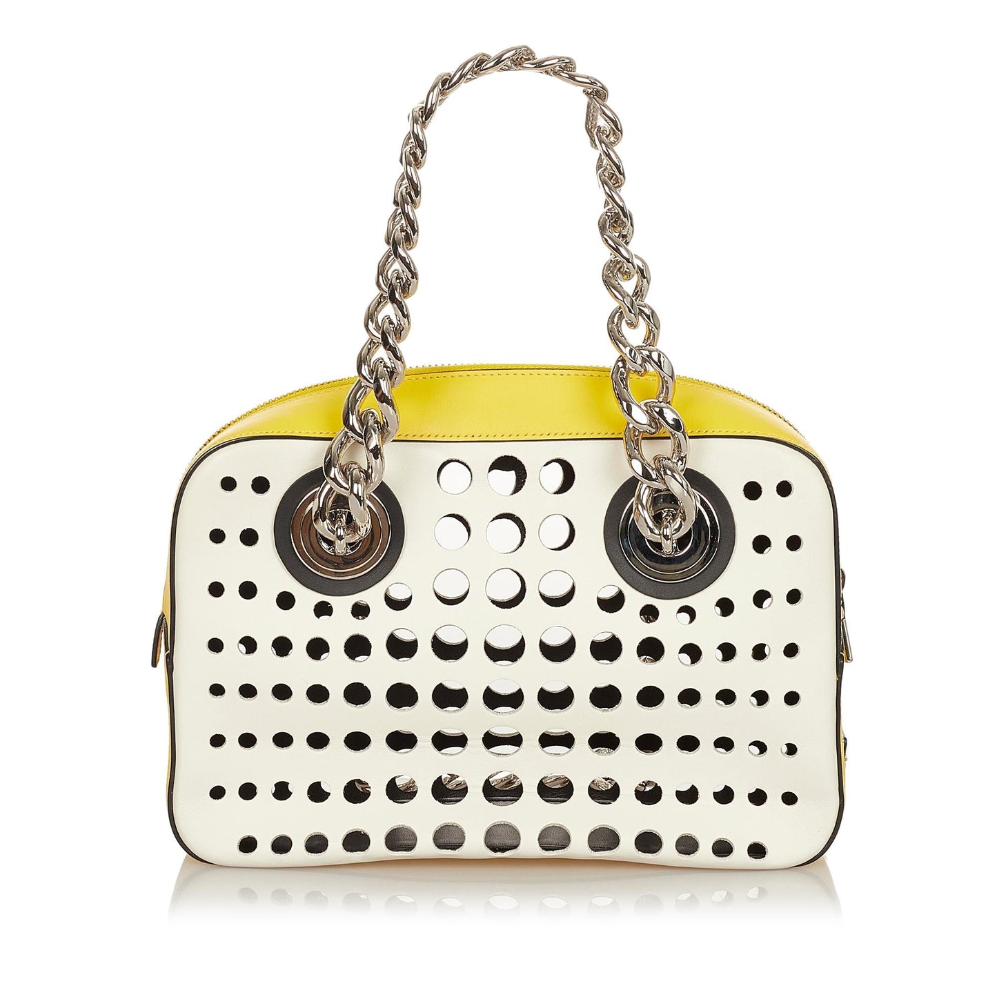 Prada City Fori Perforated Leather Handbag (SHG-32554)