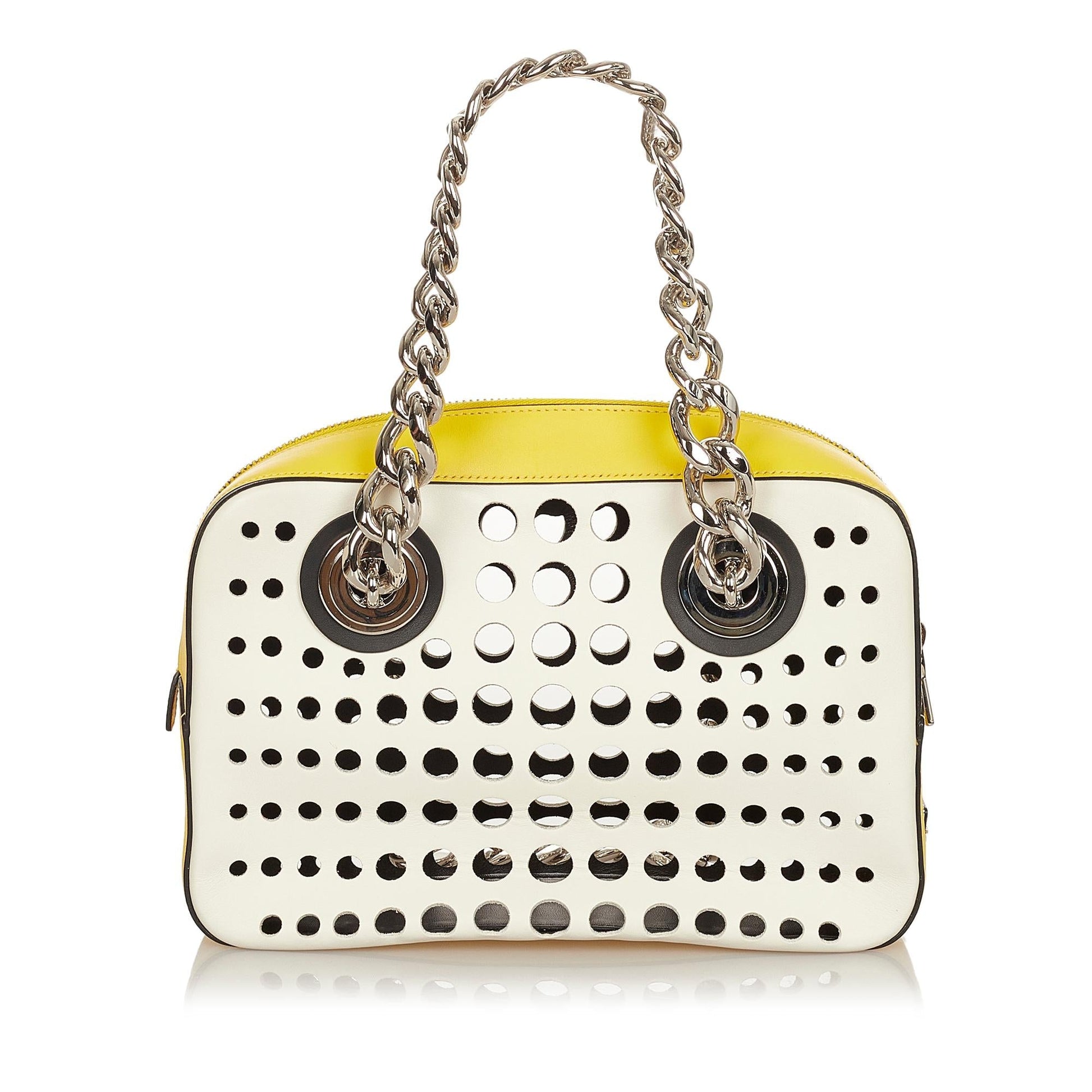 Prada City Fori Perforated Leather Handbag (SHG-32554)
