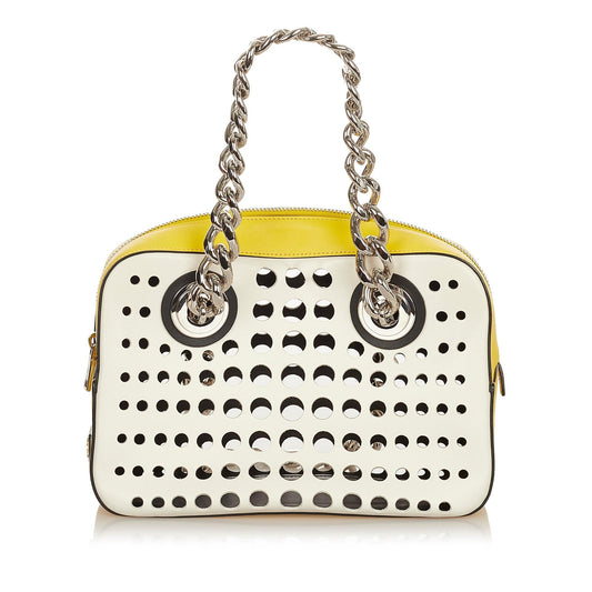Prada City Fori Perforated Leather Handbag (SHG-32554)