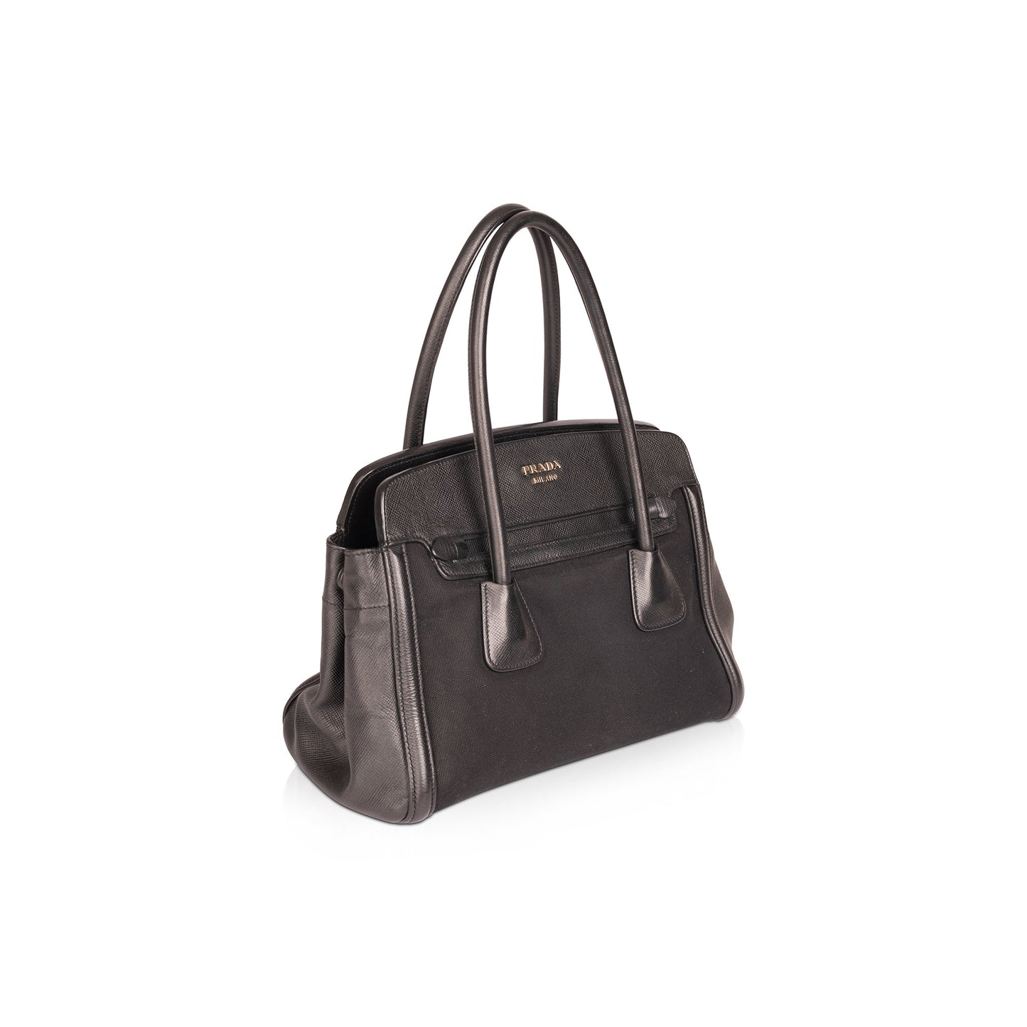 Prada Corda Canapa and Saffiano Top Handle Bag