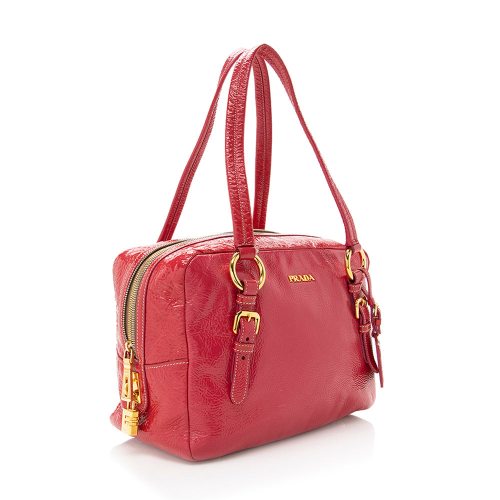 Prada Crinkled Patent Leather Satchel - FINAL (SHF-17678)