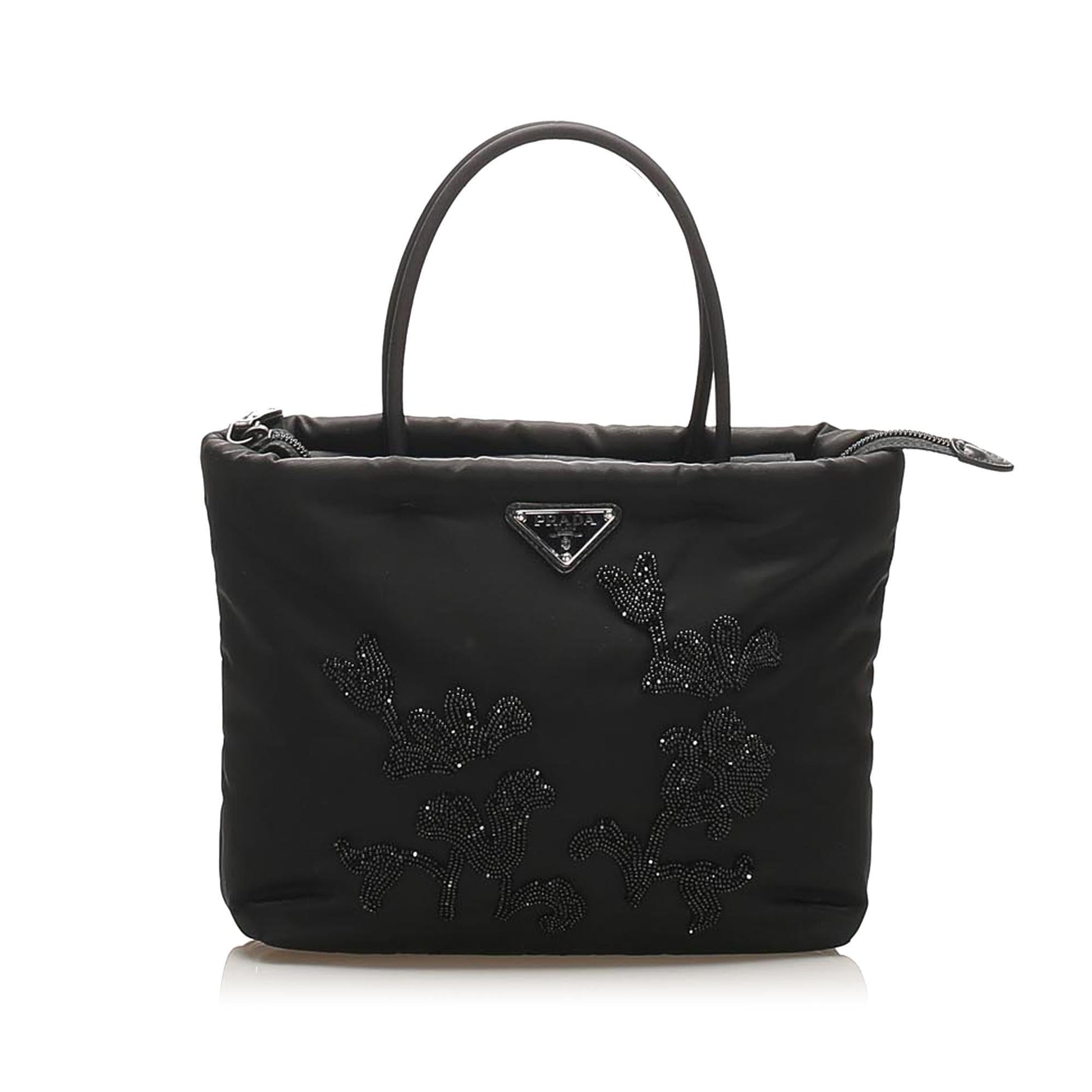 Prada Embroidered Tessuto Tote Bag  