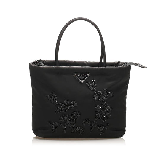 Prada Embroidered Tessuto Tote Bag  