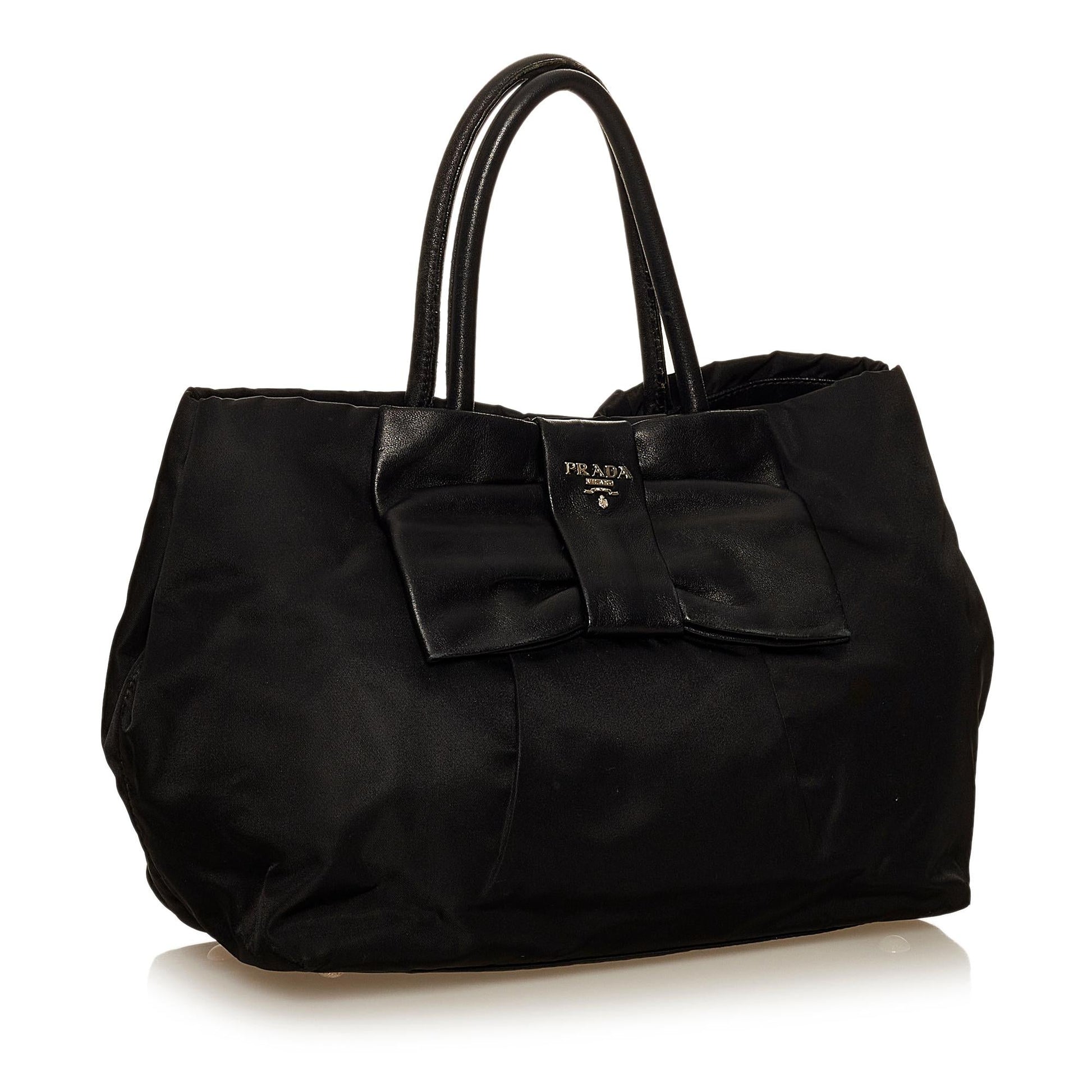 Prada Fiocco Bow Tessuto Handbag (SHG-29509)