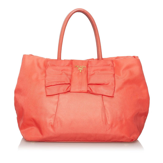 Prada Fiocco Bow Tessuto Tote Bag (SHG-29762)