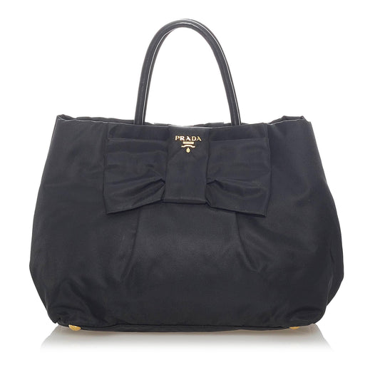 Prada Fiocco Bow Tessuto Tote Bag (SHG-33148)