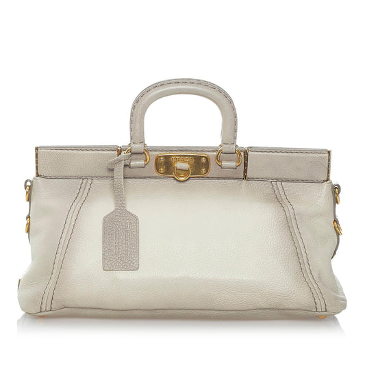 Prada Frame Leather Satchel (SHG-31189)