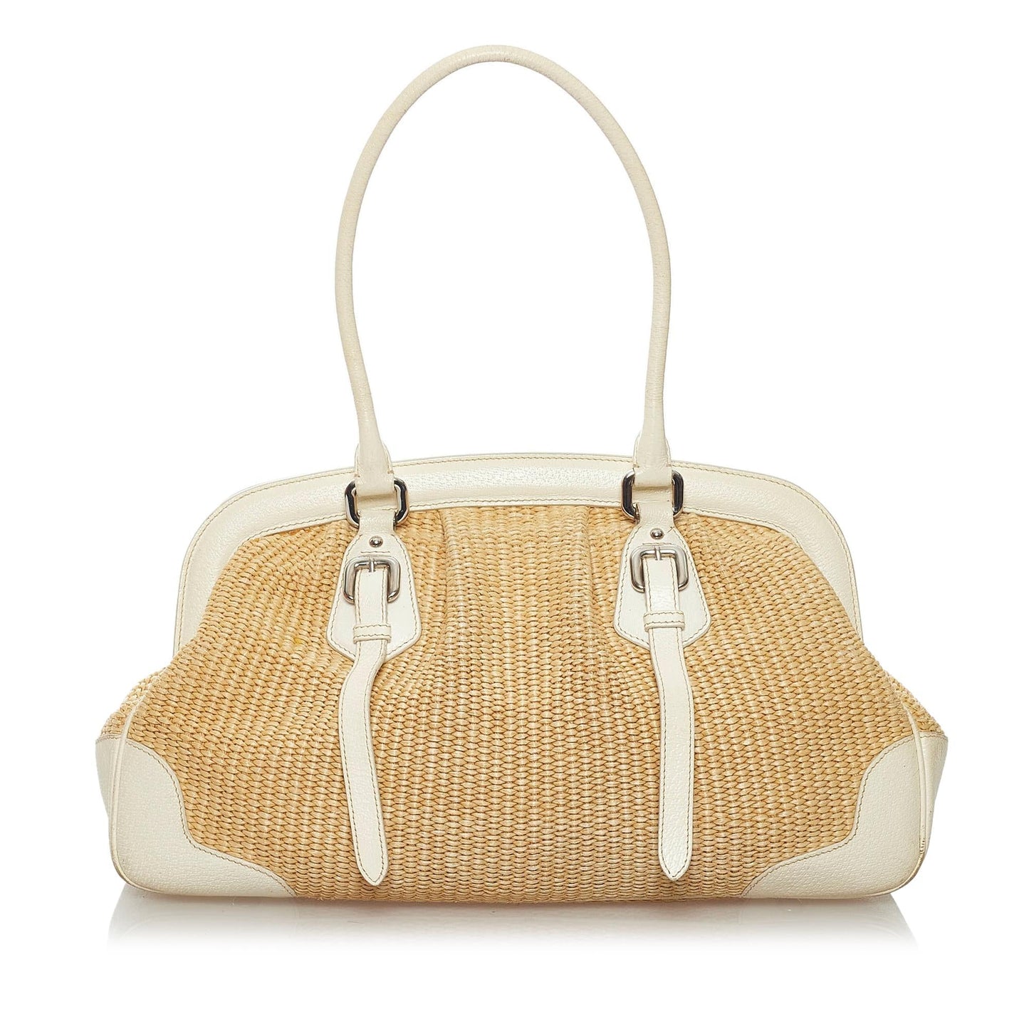 Prada Frame Raffia Shoulder Bag (SHG-29204)