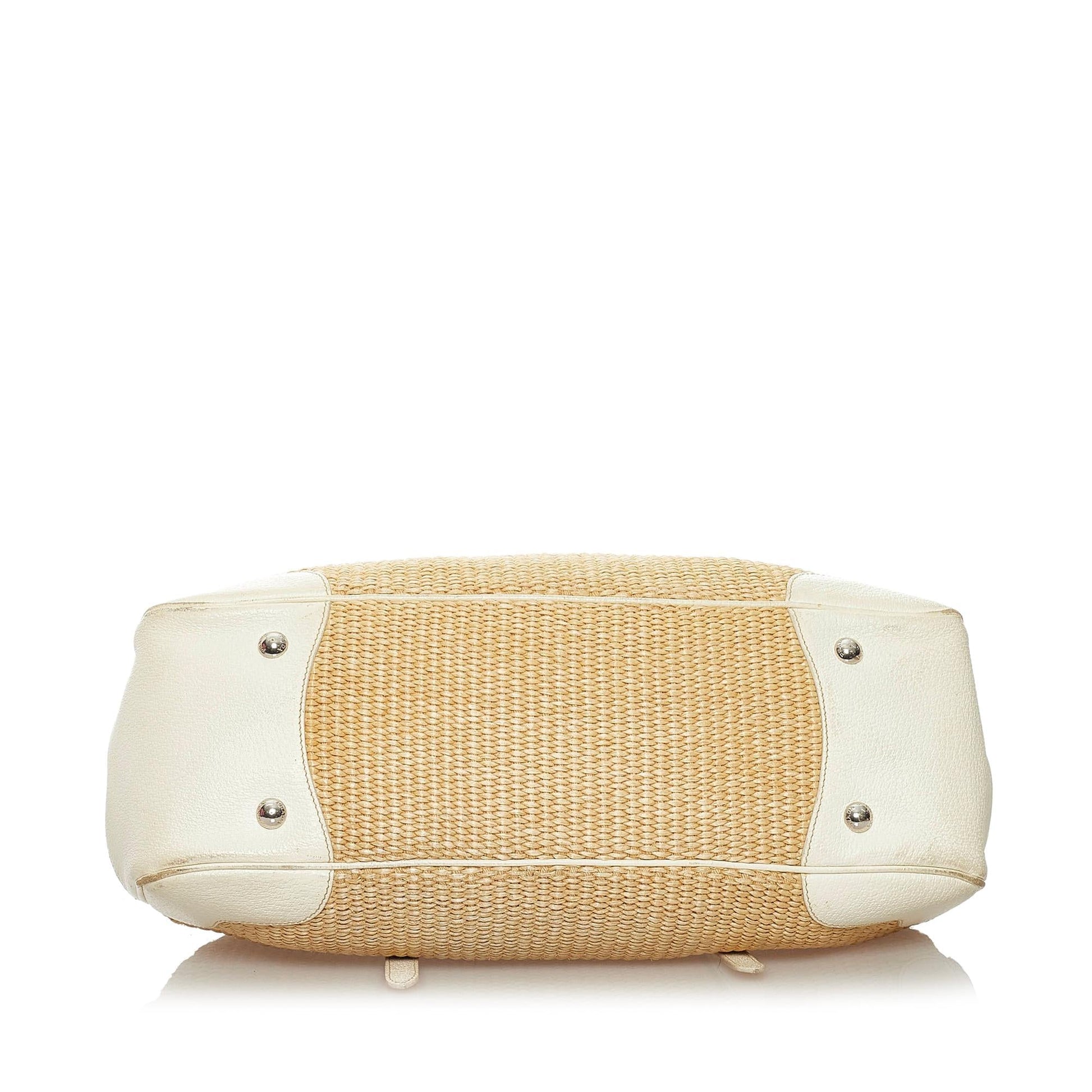 Prada Frame Raffia Shoulder Bag (SHG-29204)