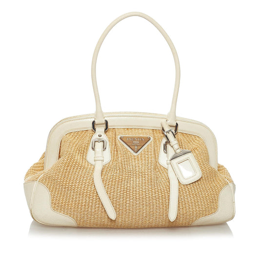 Prada Frame Raffia Shoulder Bag (SHG-29204)