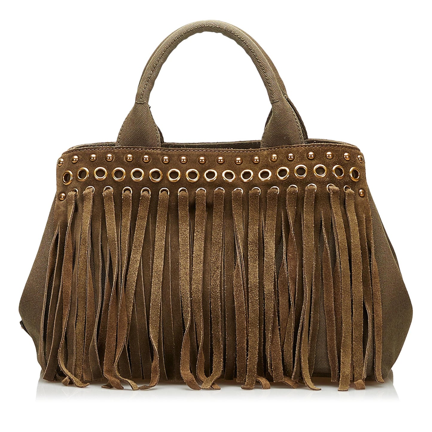 Prada Fringed Canapa Handbag (SHG-35713)