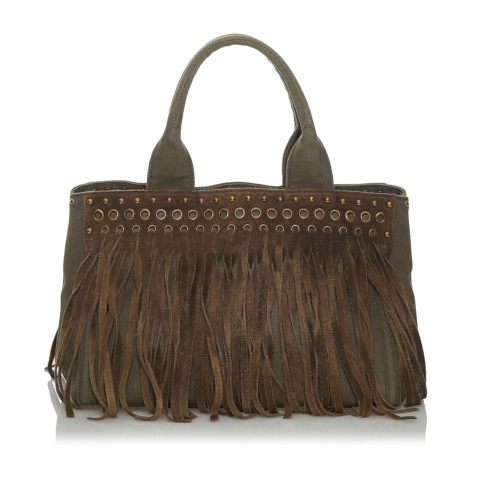 Prada Fringed Canapa Handbag (SHG-5JspMj)