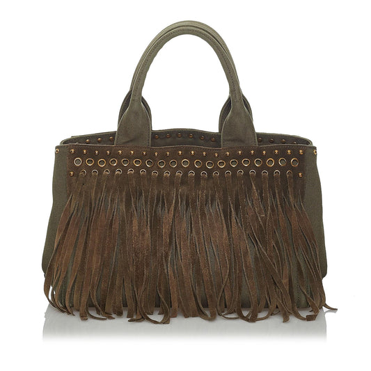 Prada Fringed Canapa Handbag (SHG-5JspMj)