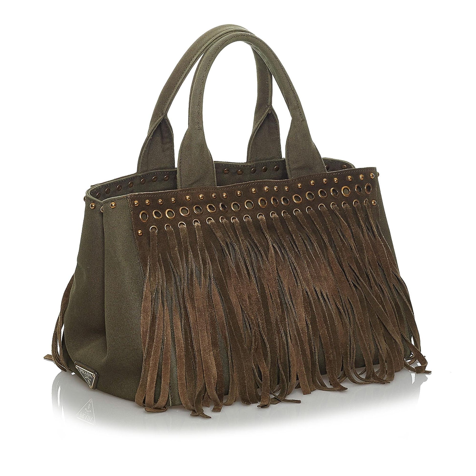 Prada Fringed Canapa Handbag (SHG-5JspMj)