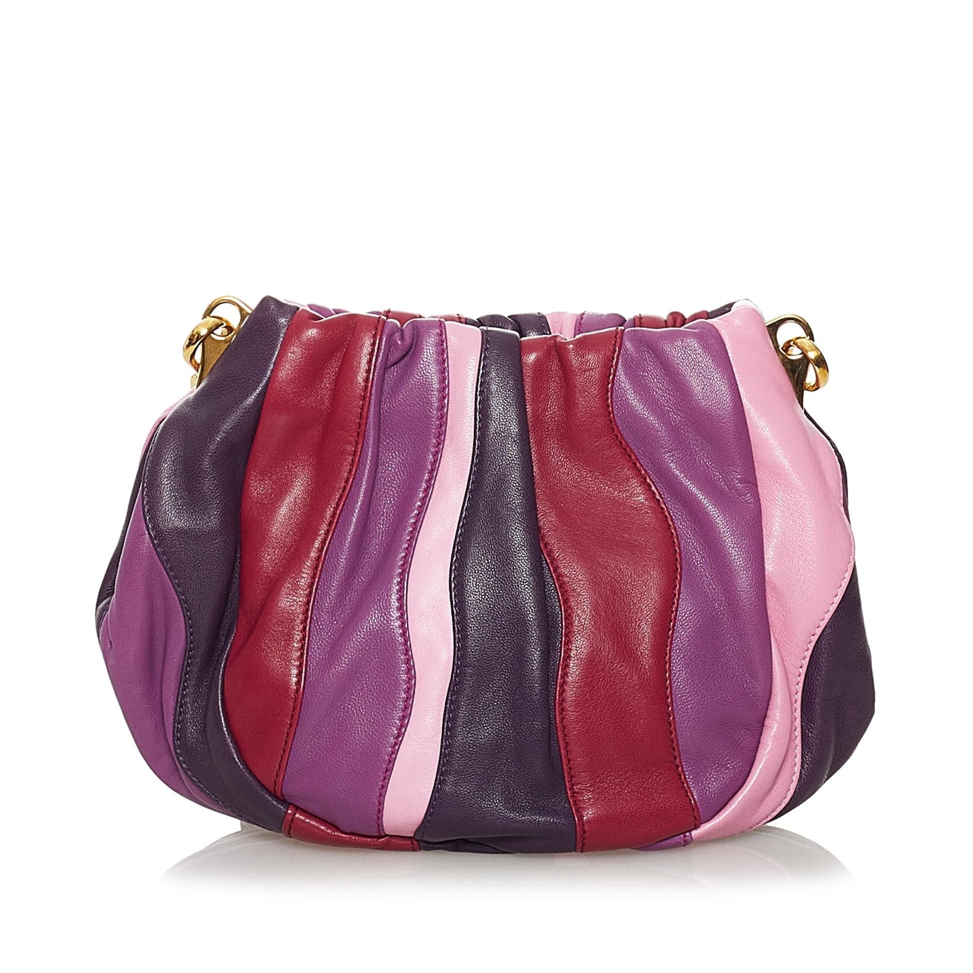 Prada Gathered Leather Crossbody Bag (SHG-31466)