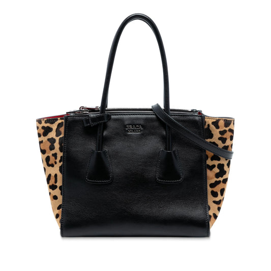 Prada Glace Calf Ponyhair Twin Pocket Satchel