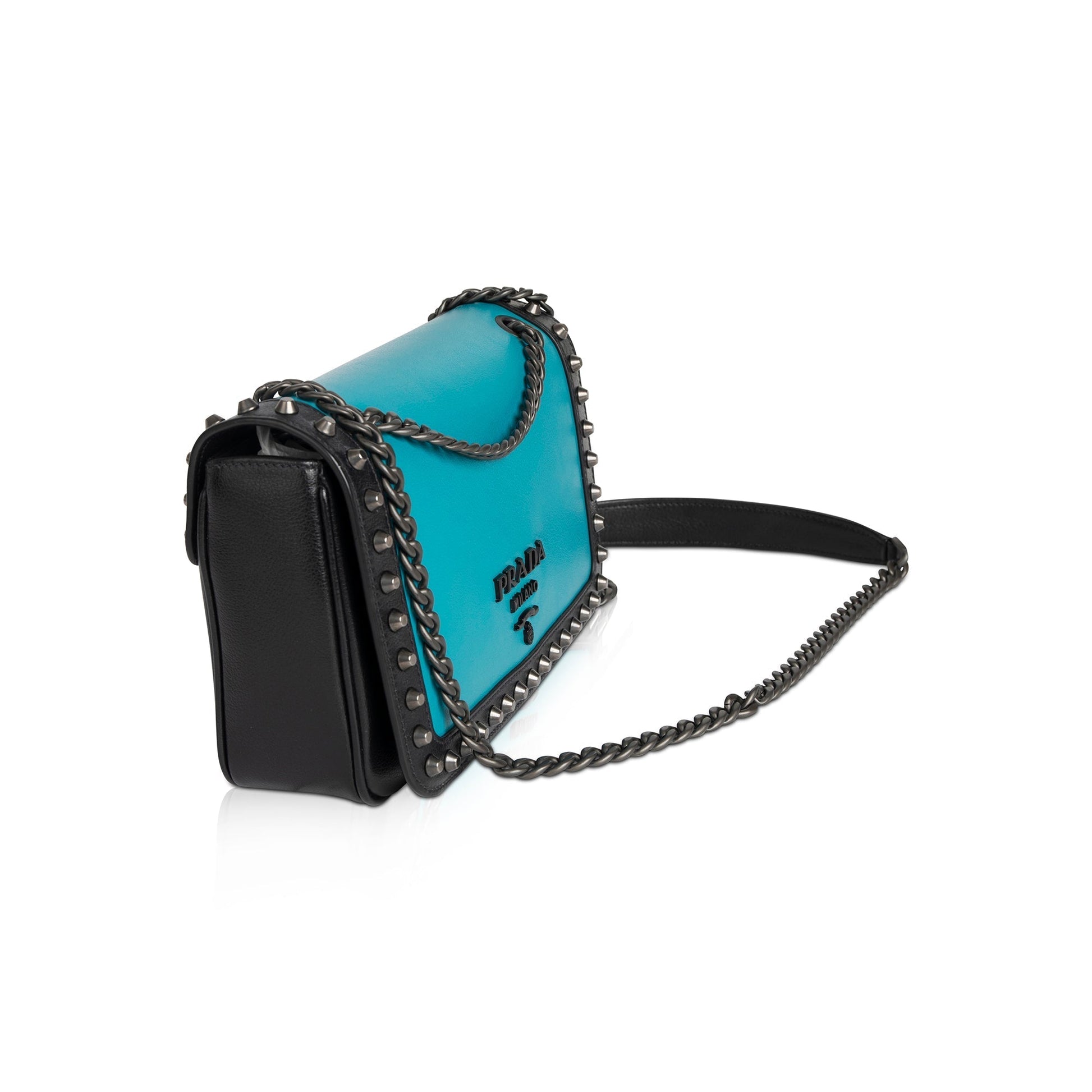 Prada Glace Calf Studded Crossbody Bag