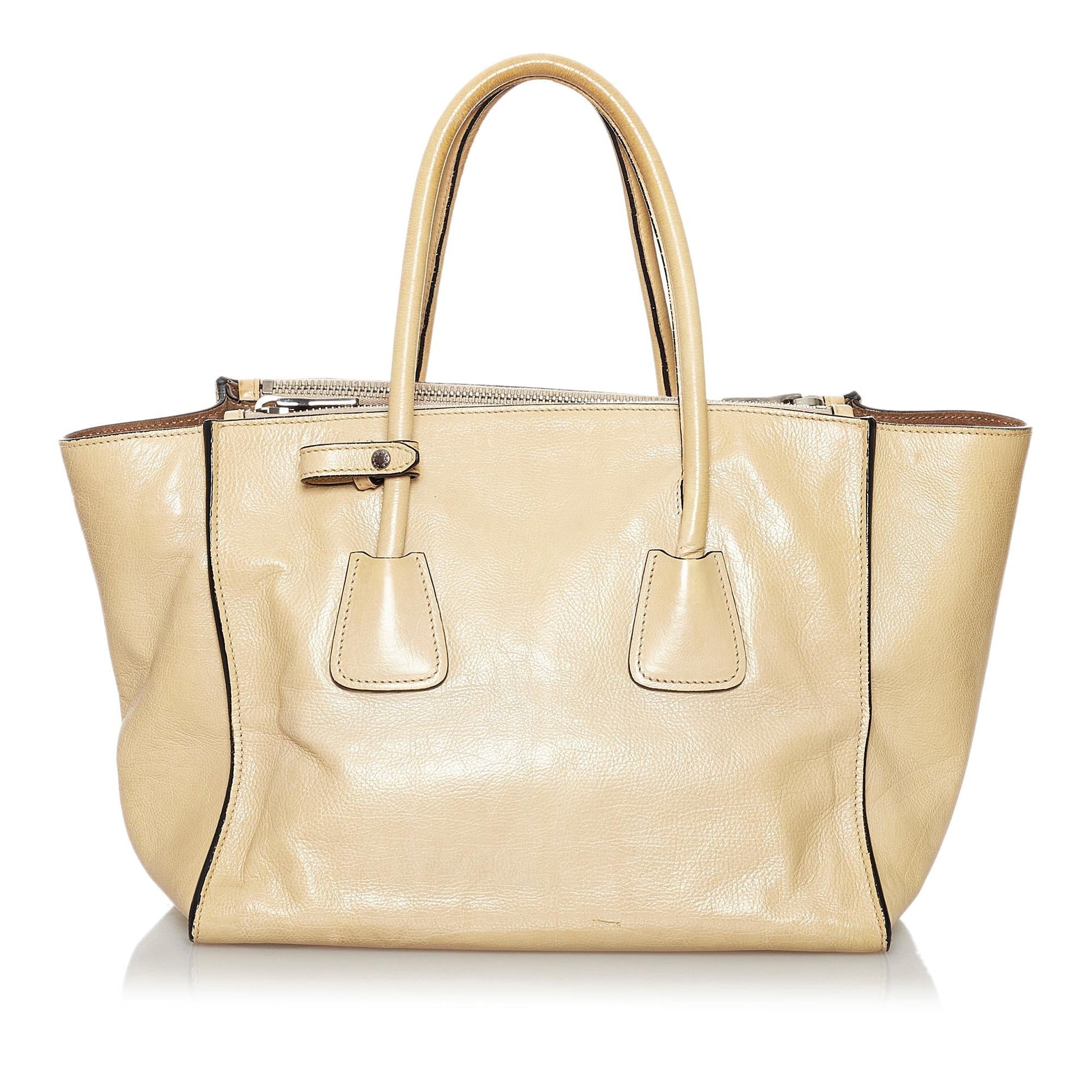 Prada Glace Calf Twin Pocket Leather Handbag (SHG-30215)