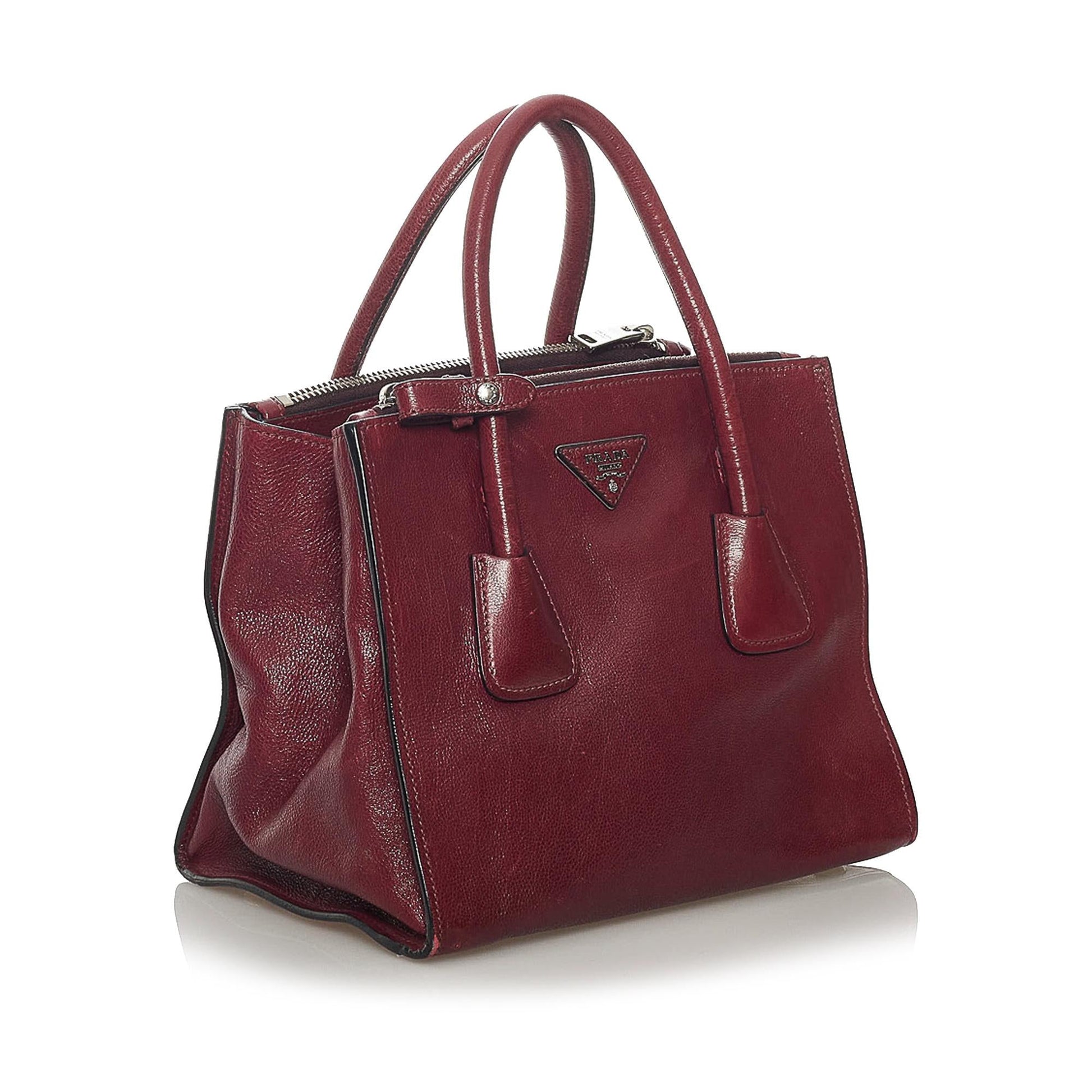 Prada Glace Calf Twin Pocket Leather Satchel (SHG-29132)