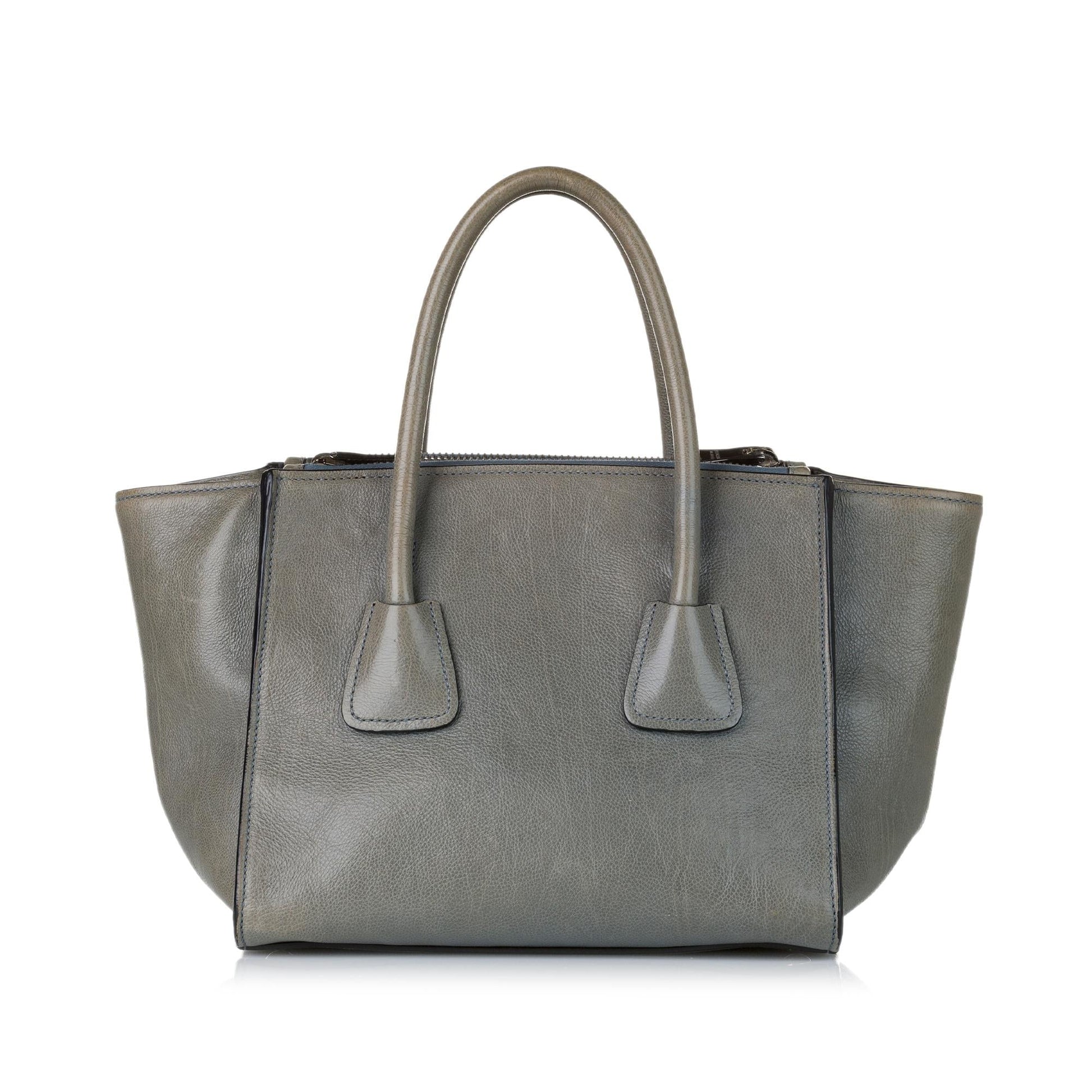 Prada Glace Calf Twin Pocket Leather Satchel (SHG-35267)