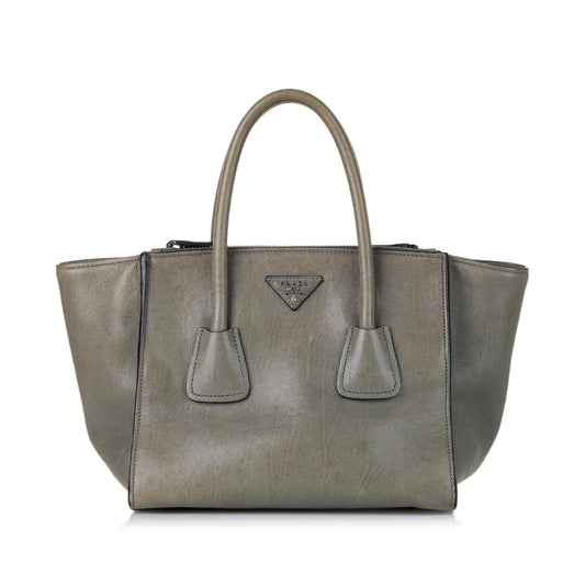 Prada Glace Calf Twin Pocket Leather Satchel (SHG-35267)