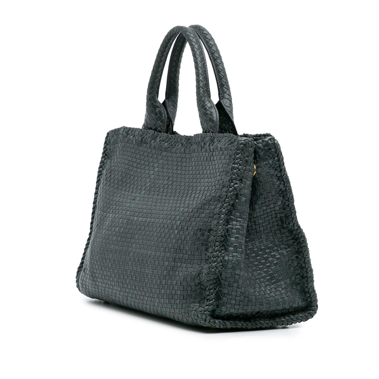 Prada Goatskin Woven Madras Satchel