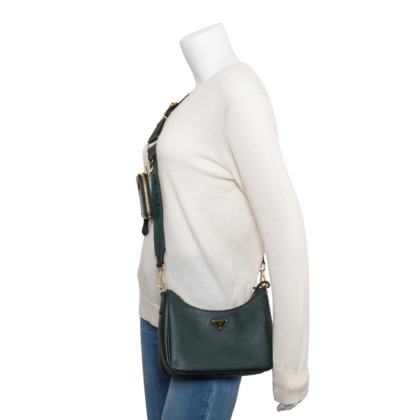 Prada Green Saffiano Leather Re-Edition 2005 Shoulder Bag