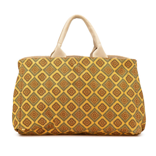 Prada Large Canvas Printed Canapa Satchel