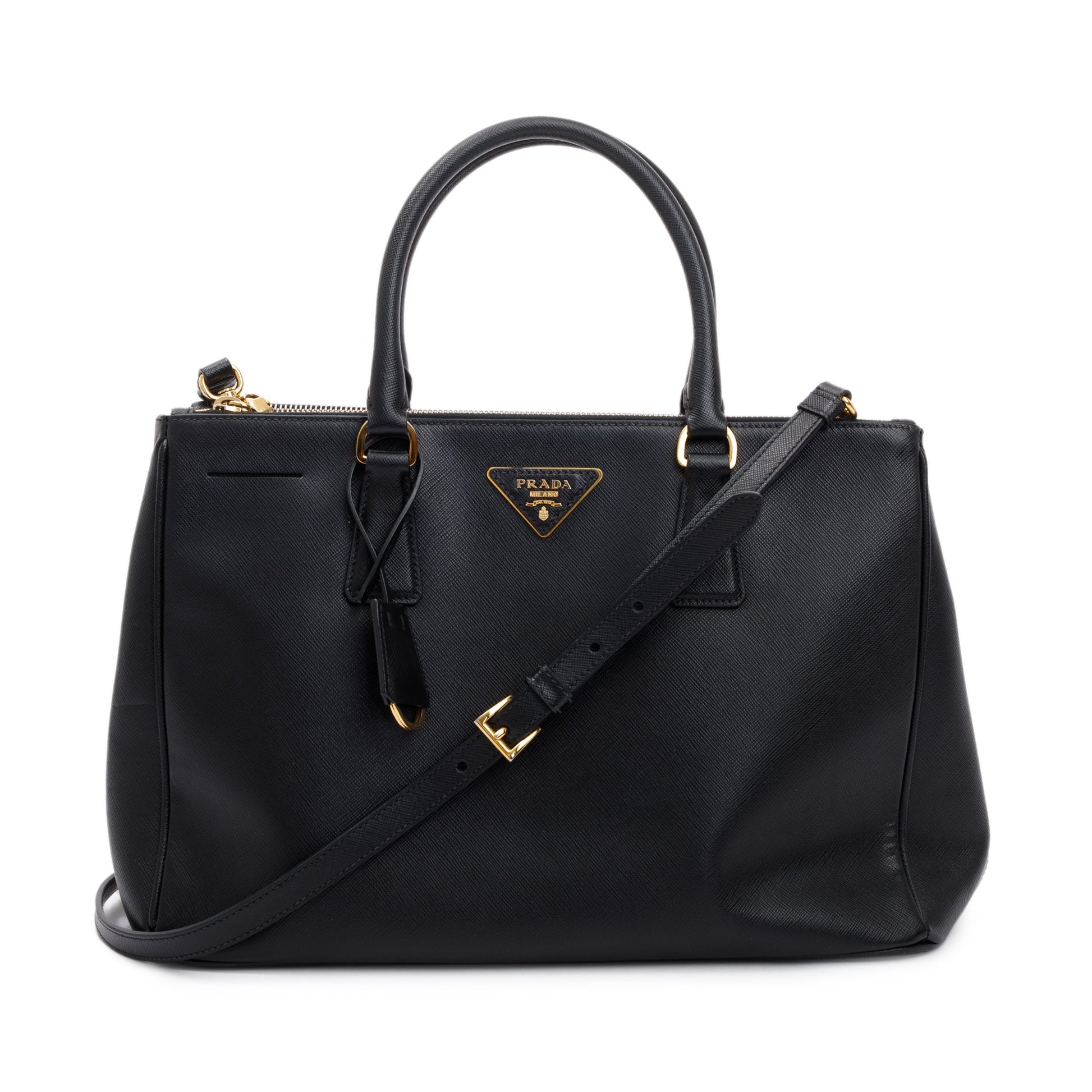 Prada Large Saffiano Lux Double Zip Galleria Tote