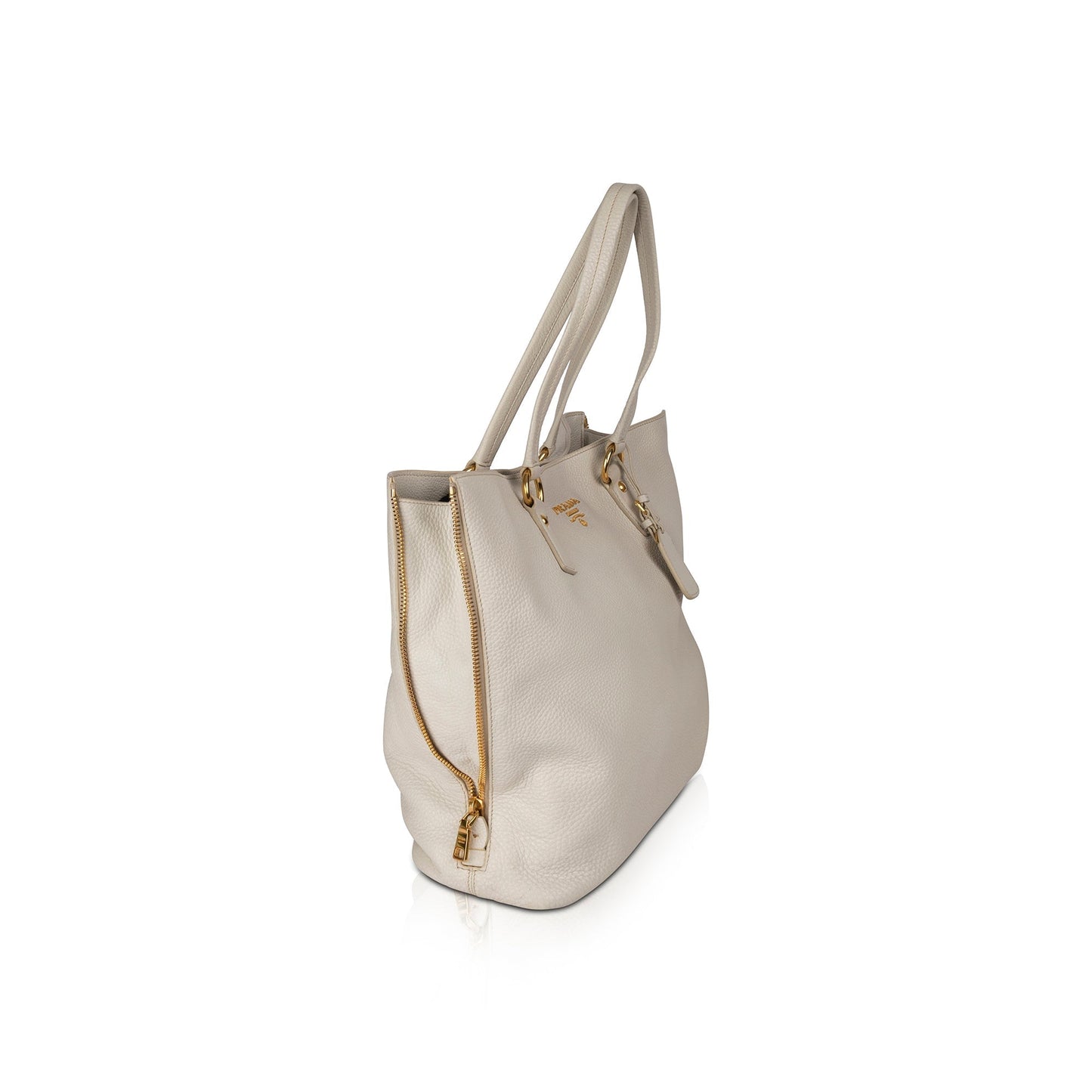 Prada Large Vitello Daino Side Zip Shopping Tote